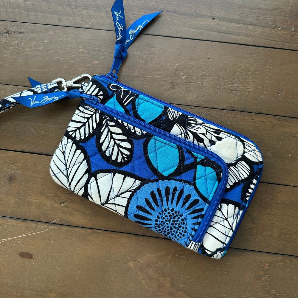 Vera Bradley Blue Floral Zip Around Wristlet